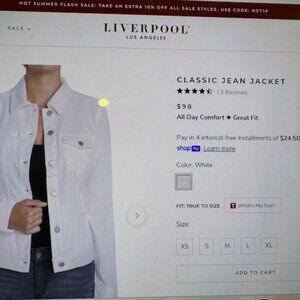 Women's XXL Stretch White Denim Jacket - Liverpool Los Angeles
